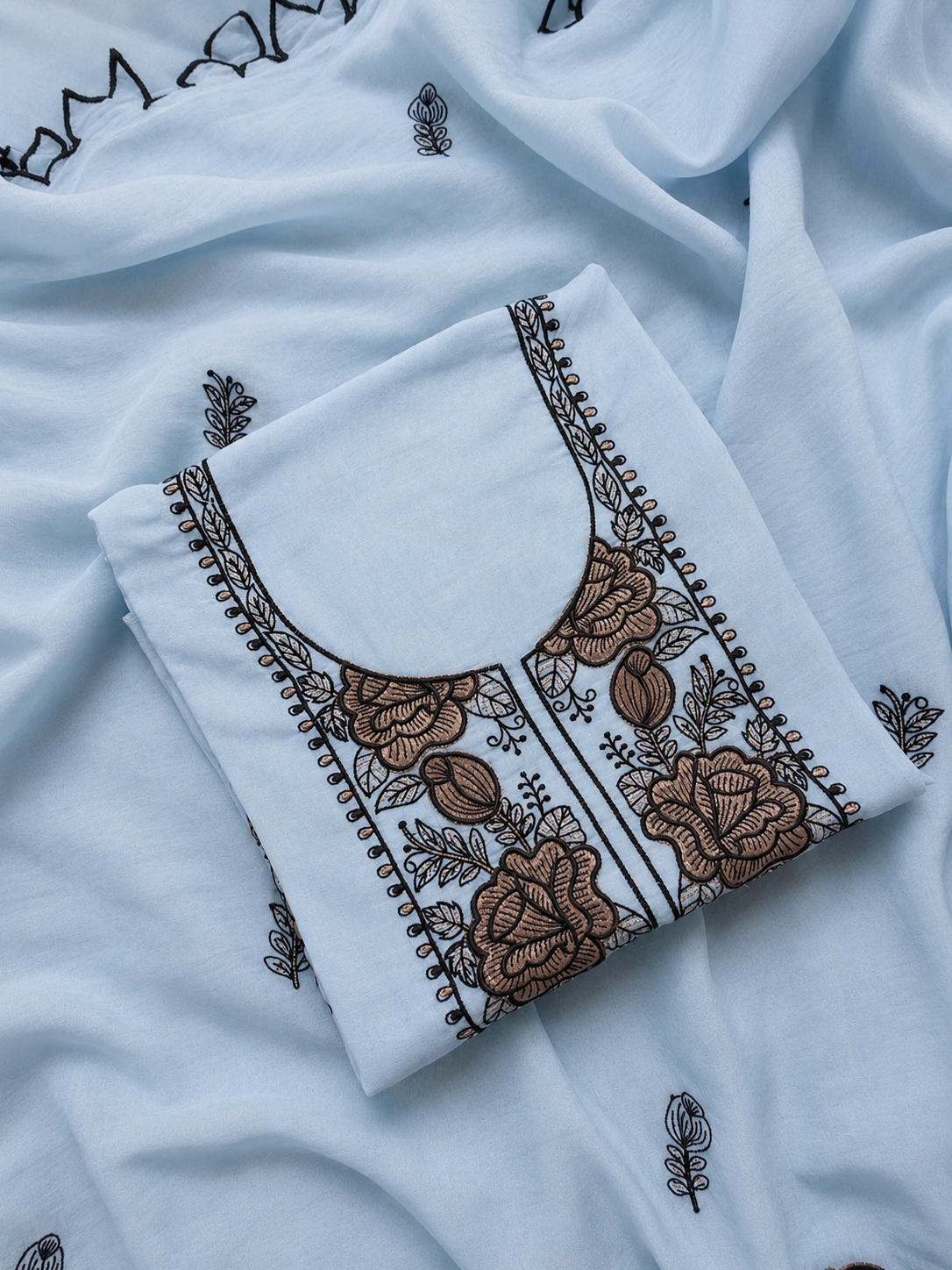 Luxurious Mul Cotton Cutwork Three Piece Suit