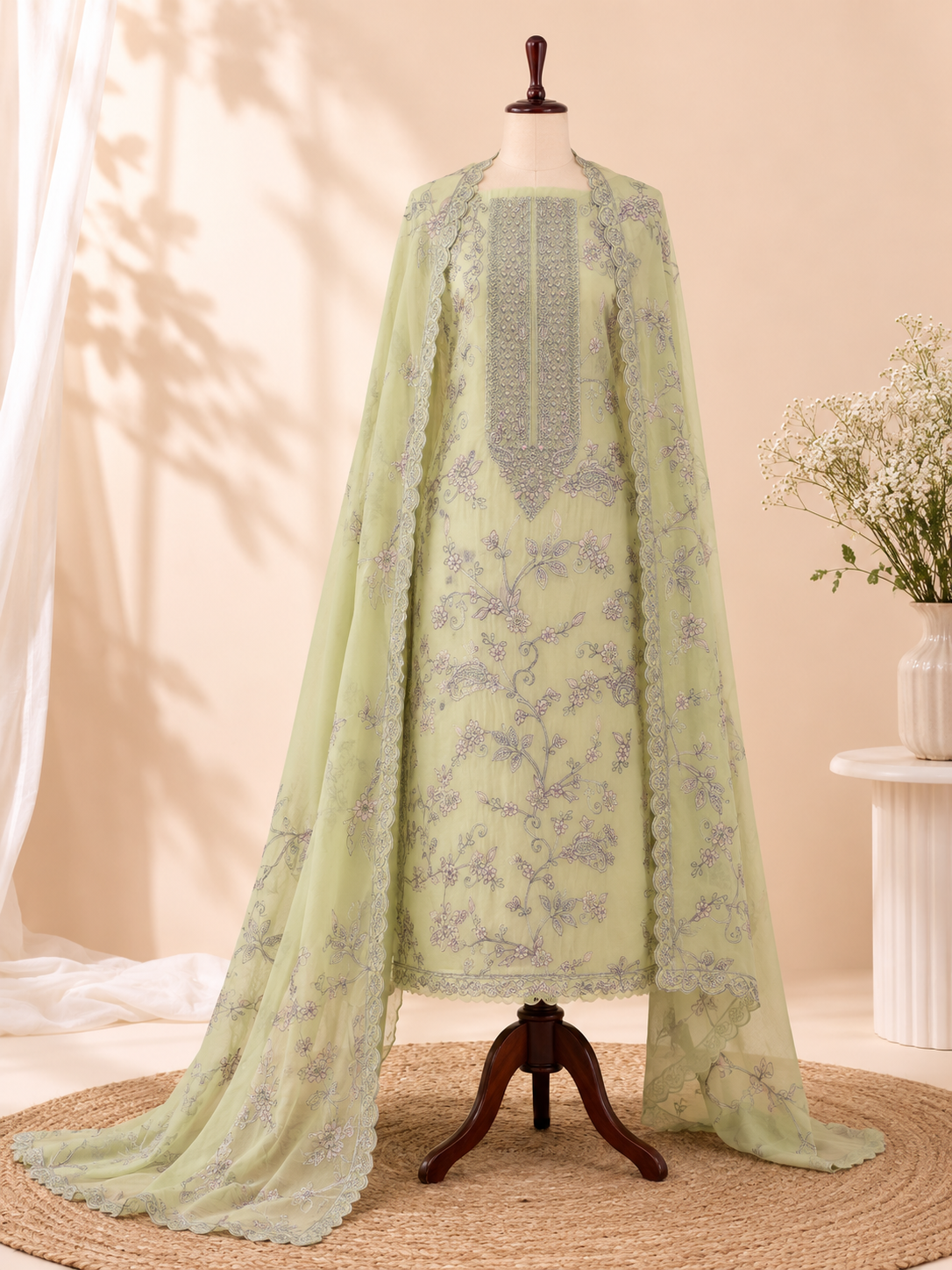 Summer Blossom Mul Cotton Three Piece Suit