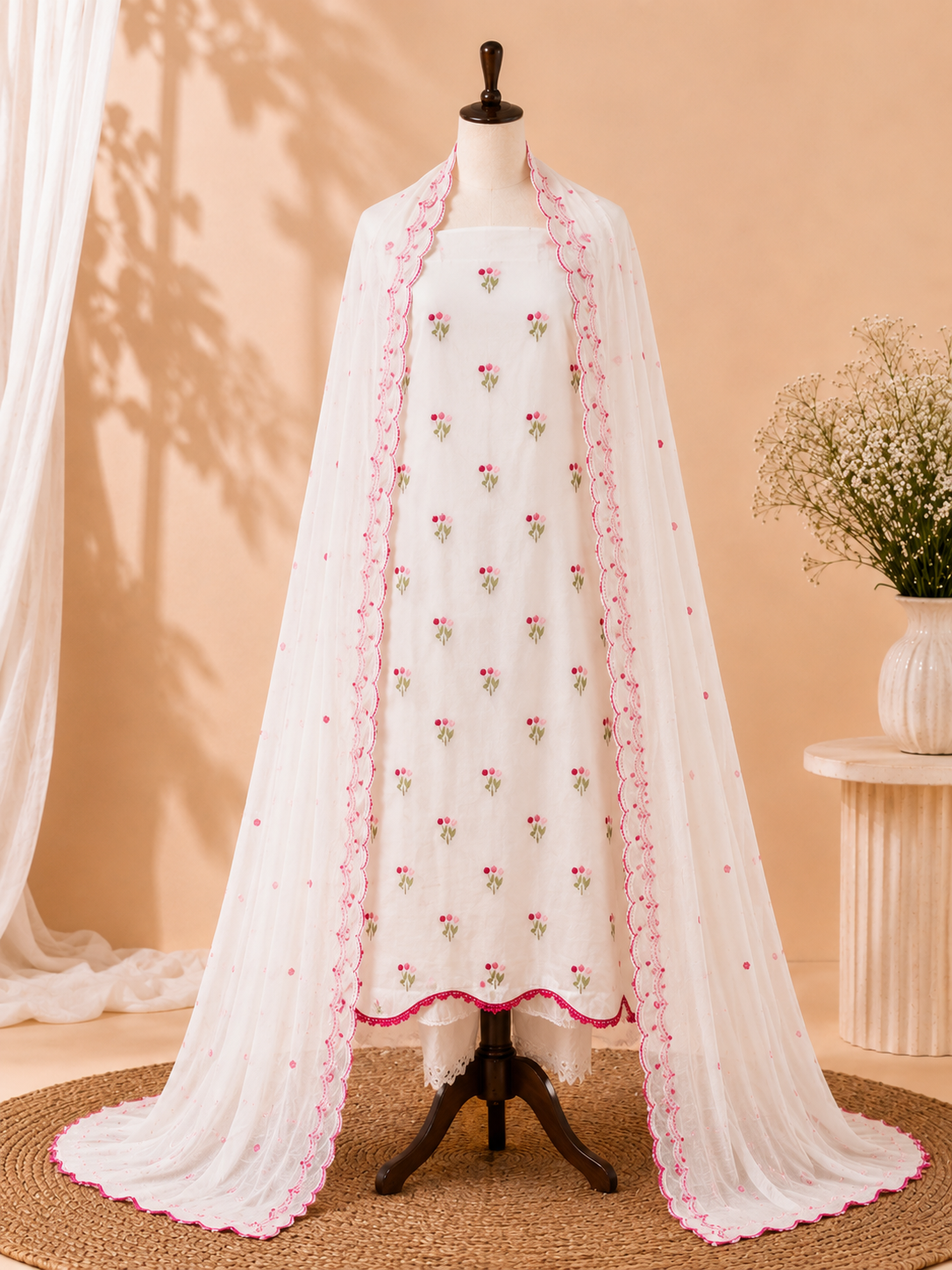 Spring Bloom Mul Cotton Three Piece Suit