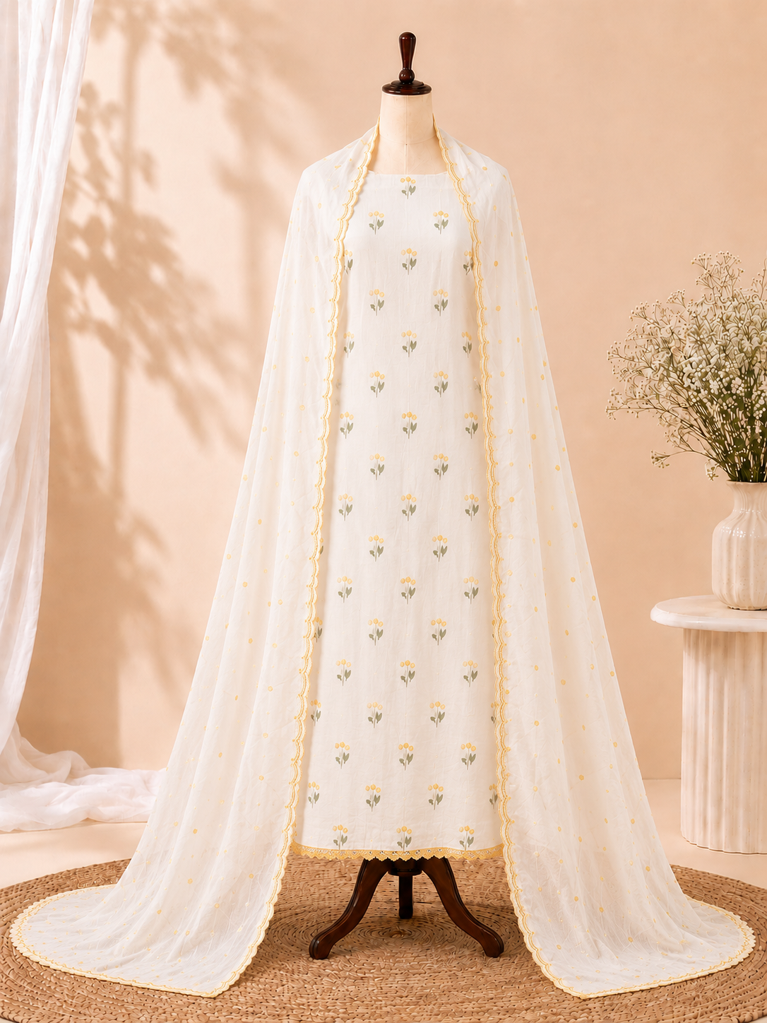 Spring Bloom Mul Cotton Three Piece Suit