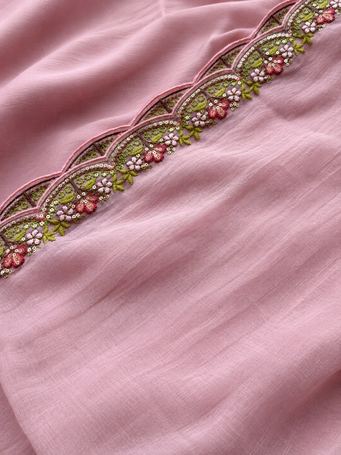 Premium Spring Bloom Embroidered Mul Cotton Three Piece Suit