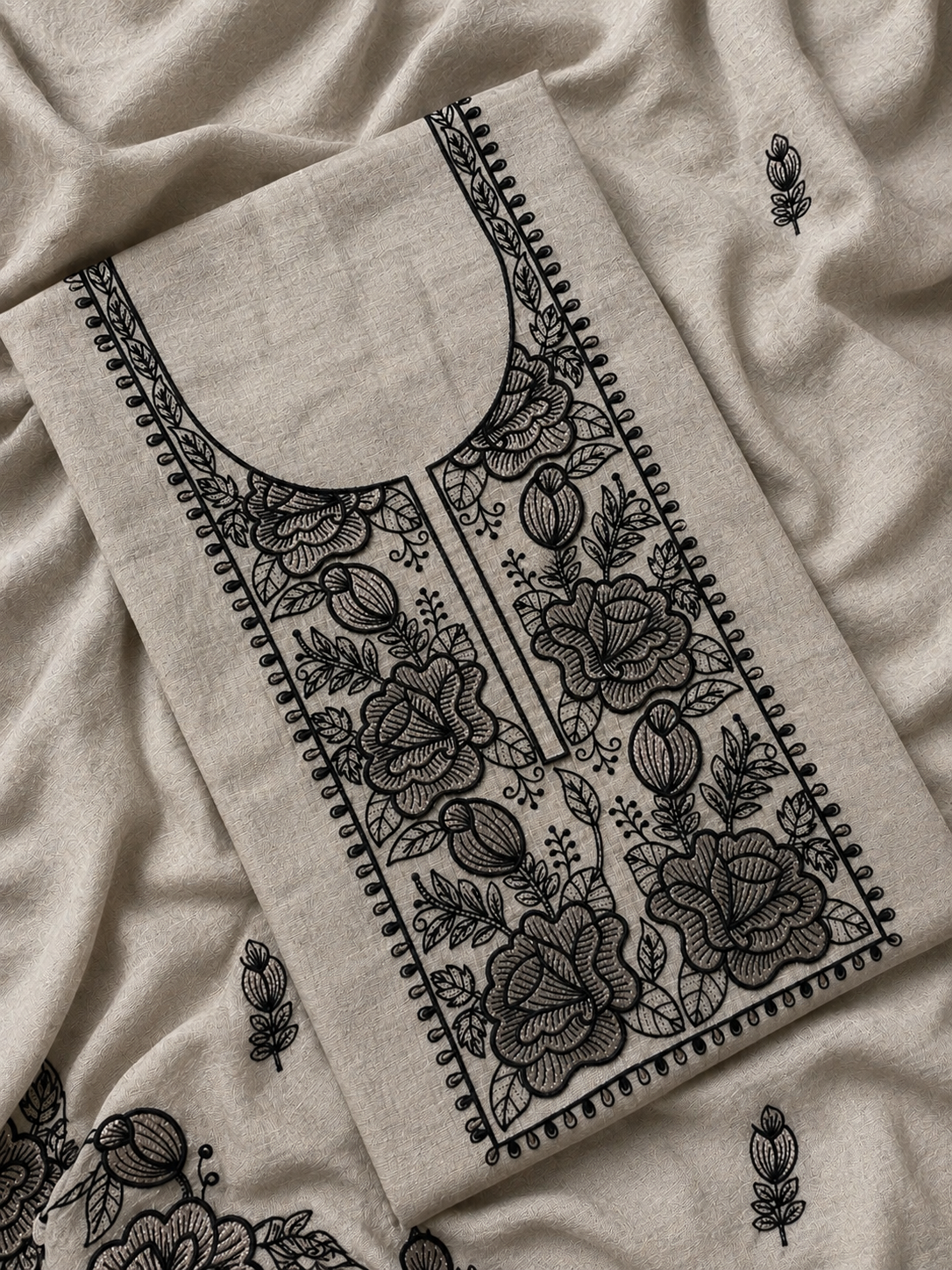 Luxurious Mul Cotton Cutwork Three Piece Suit