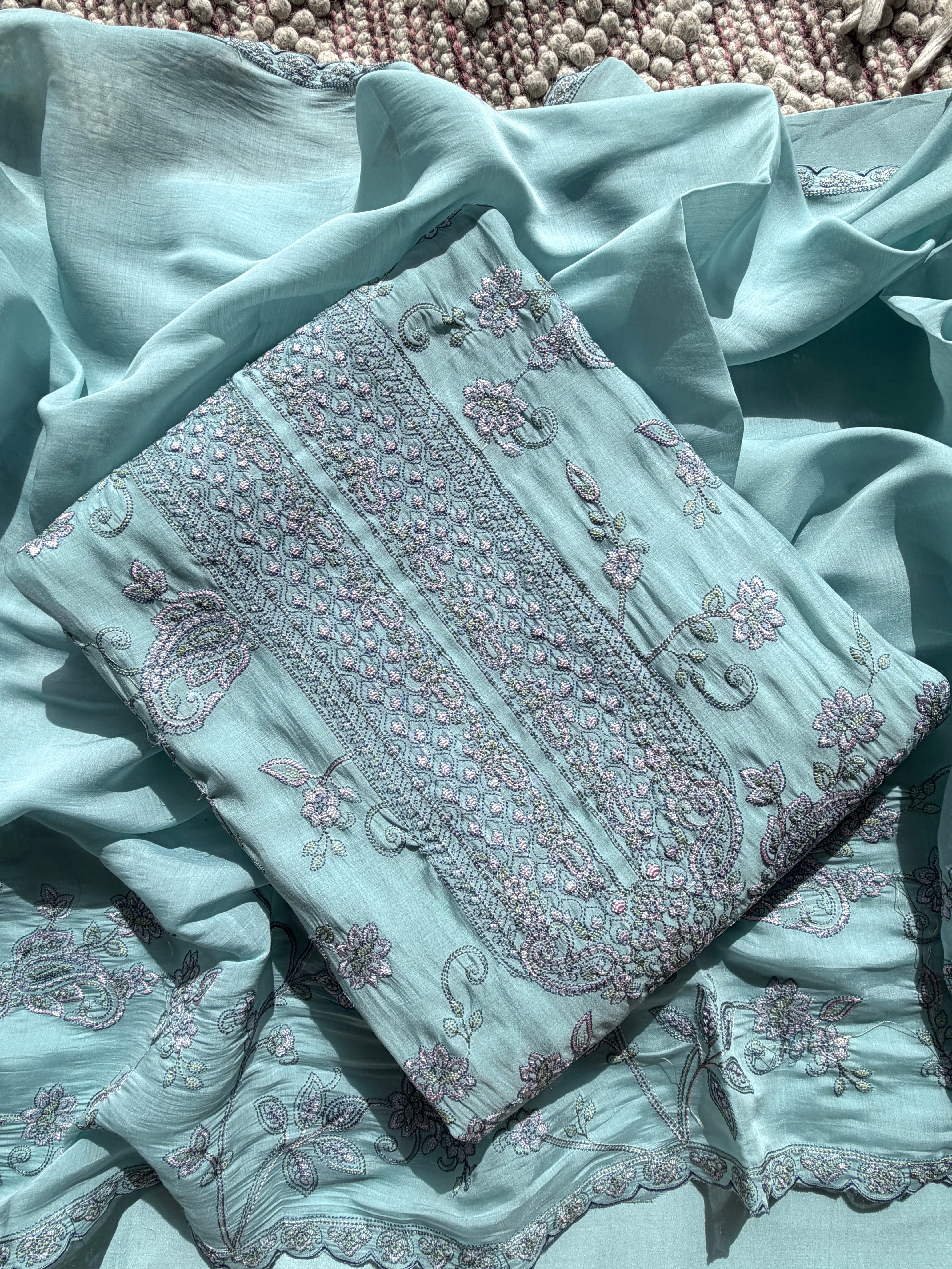 Summer Blossom Mul Cotton Three Piece Suit