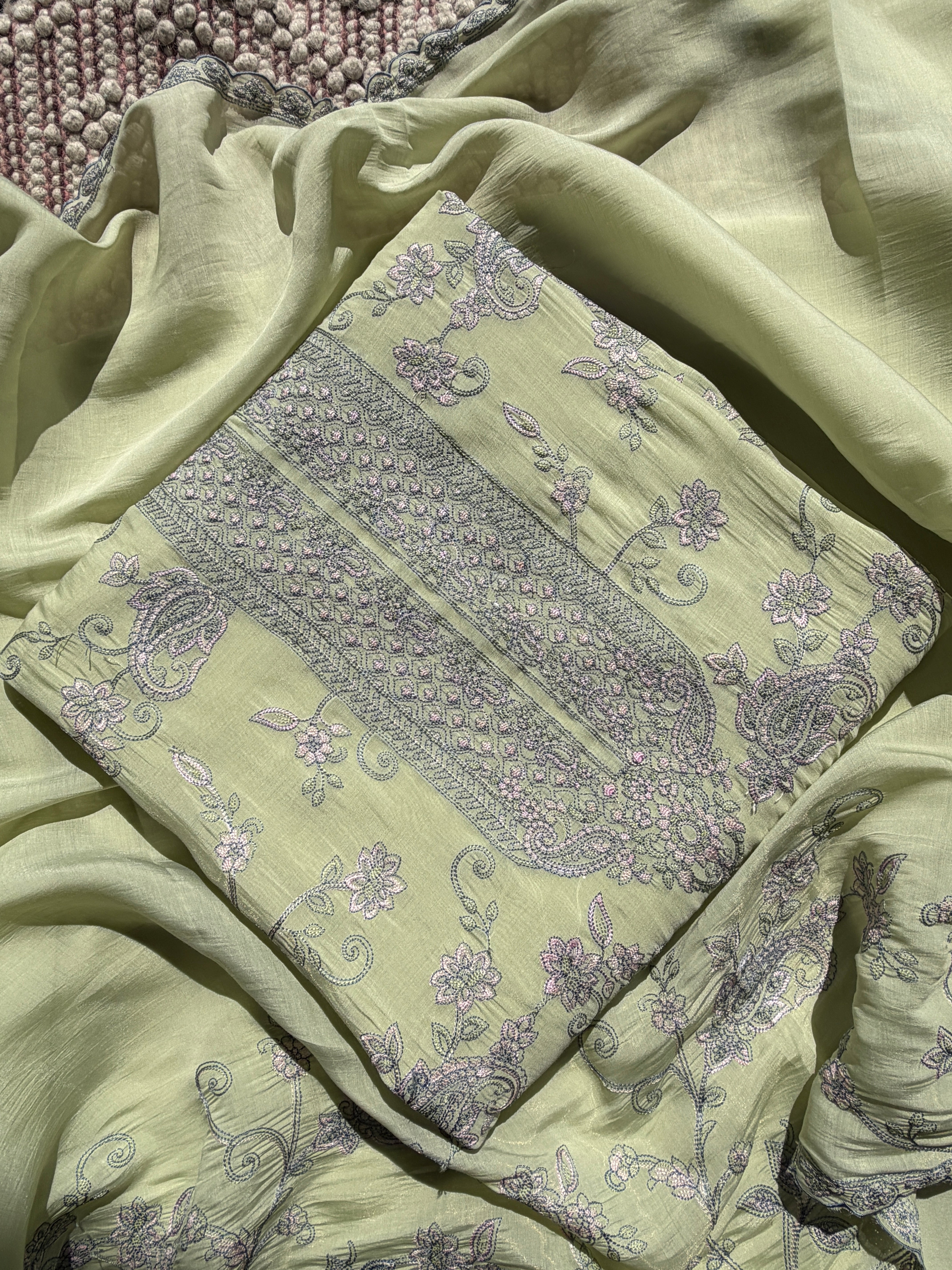 Summer Blossom Mul Cotton Three Piece Suit