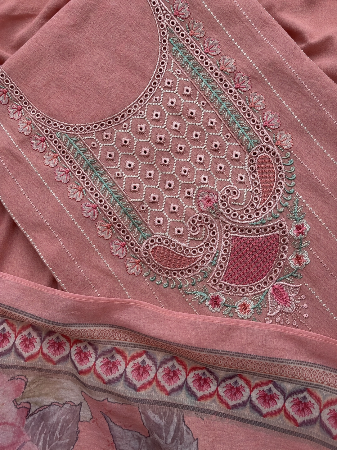 Summer Blossom Mul Cotton Three Piece Suit