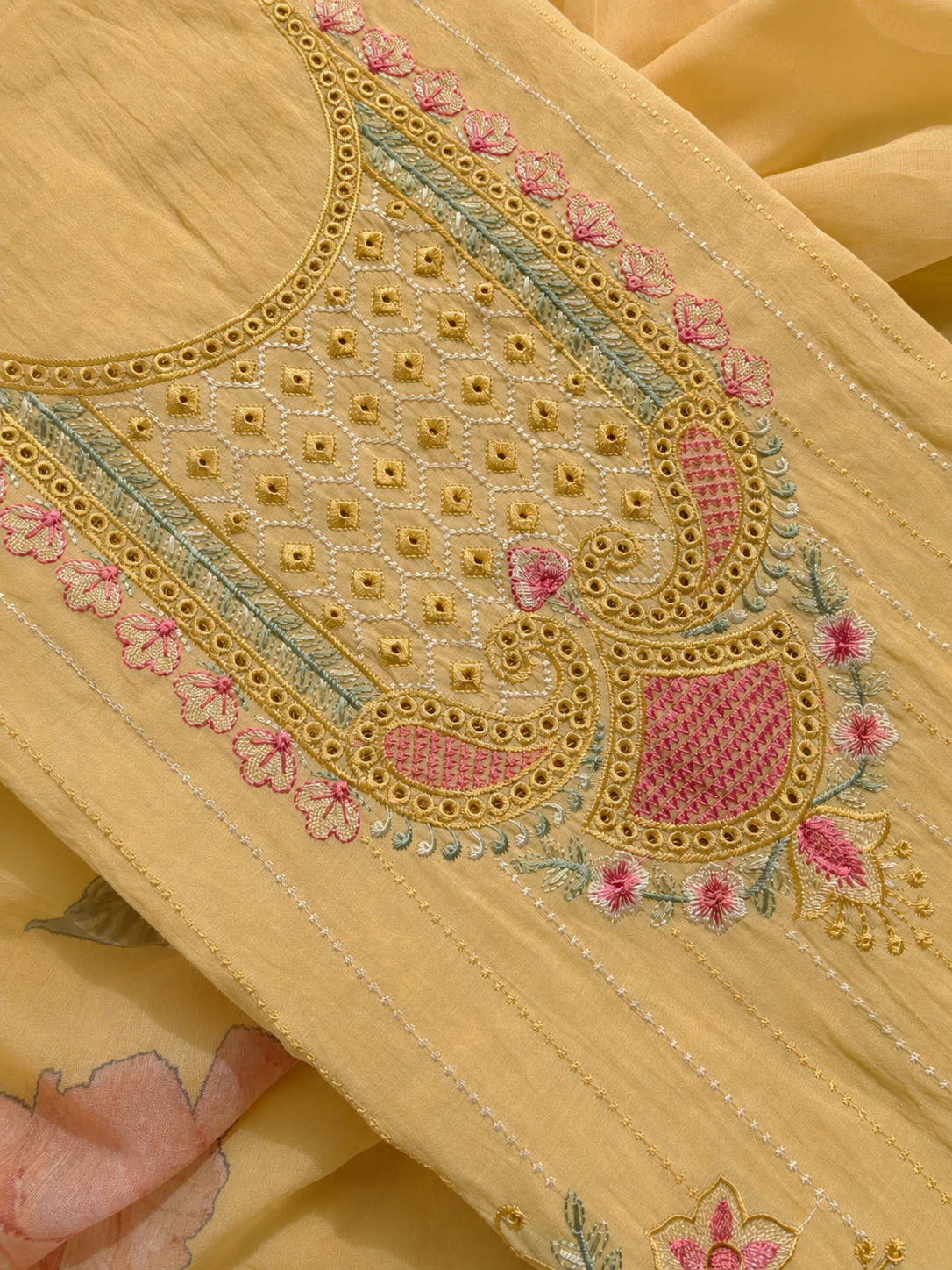 Summer Blossom Mul Cotton Three Piece Suit