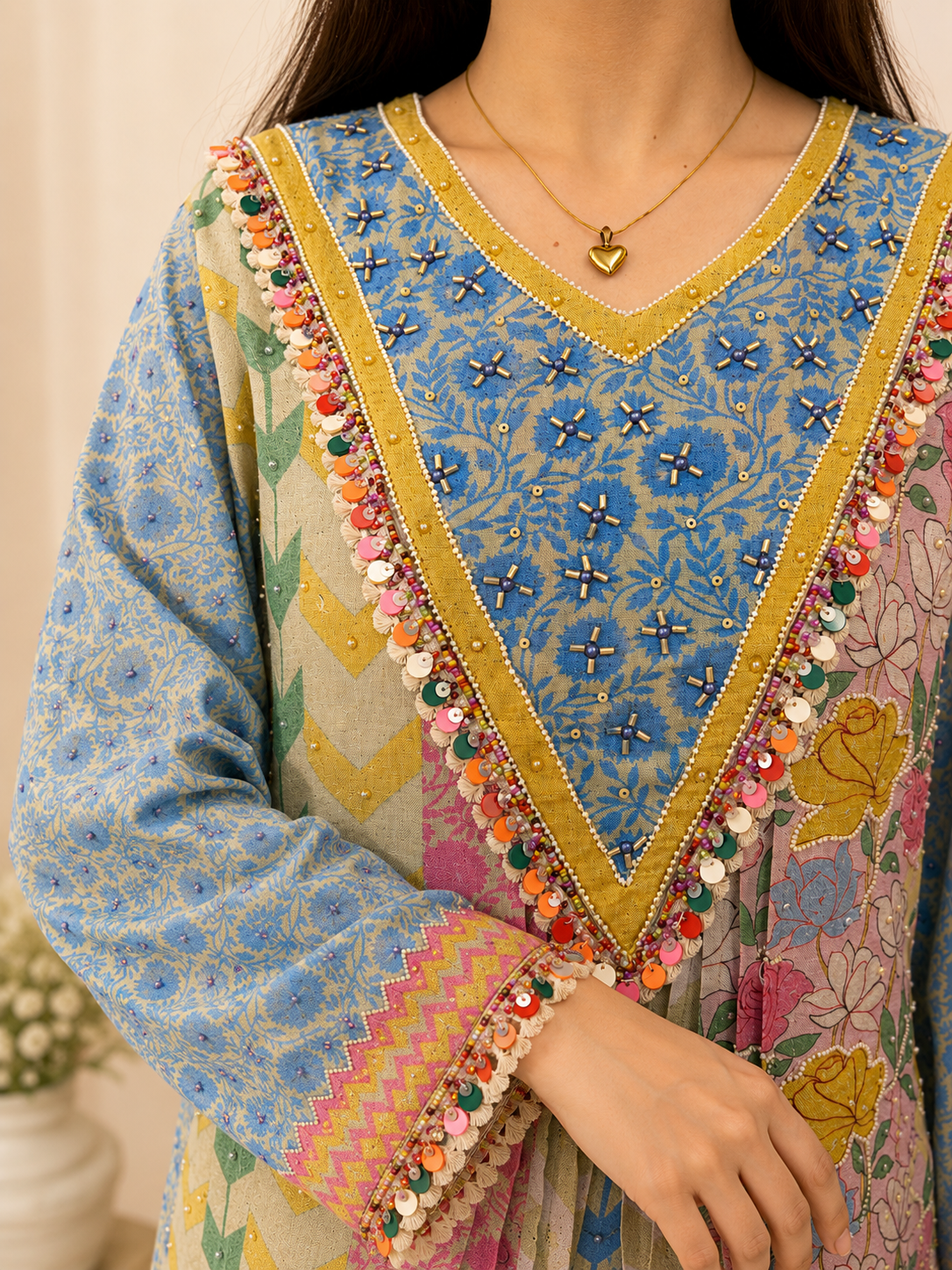 Gulnaar Printed Linen Suit Set