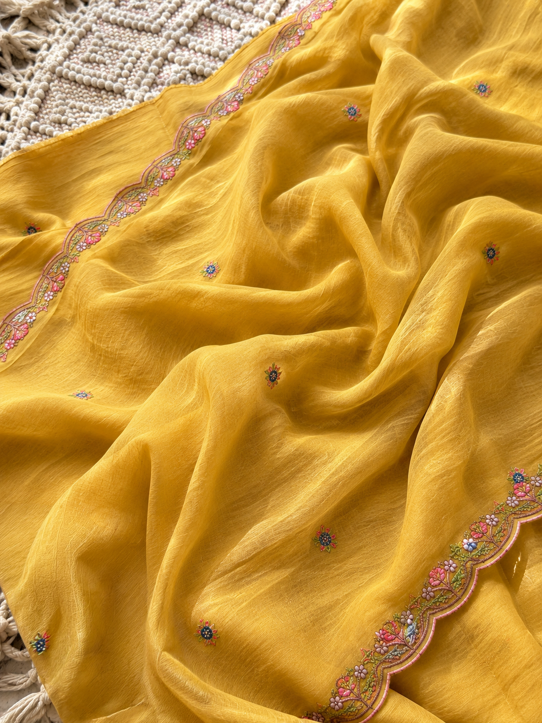 Premium Spring Bloom Embroidered Mul Cotton Three Piece Suit