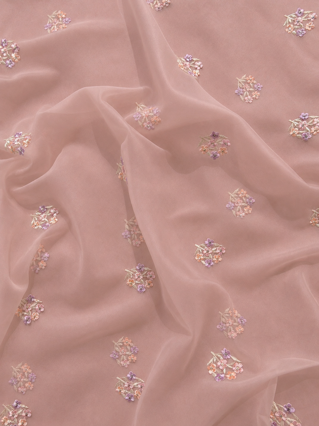 Soft Blush Organza Embroidered Three Piece Suit
