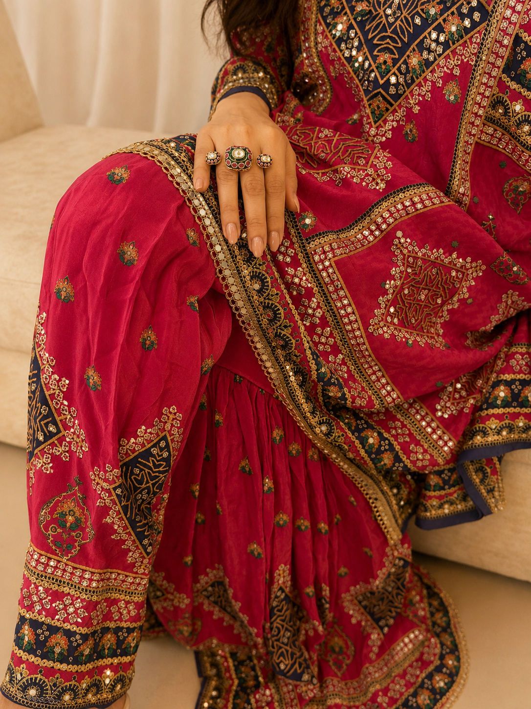Crimson Garden Kaftan Set